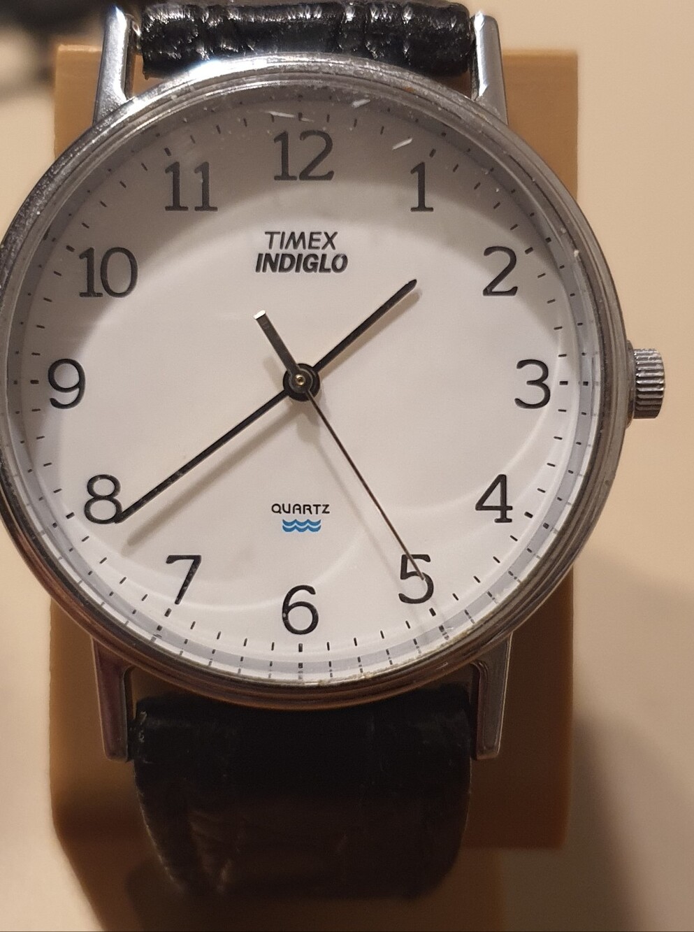 Timex Indiglo Silver/White Leather Men's Watch